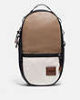COACH®,PACER BACKPACK IN COLORBLOCK WITH COACH PATCH,Leather,Large,JI/Brown Multi,Front View