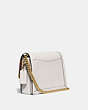 COACH®,HUTTON SHOULDER BAG WITH QUILTING,Smooth Leather/Pebble Leather,Small,Brass/Chalk,Angle View