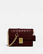 COACH®,HUTTON SHOULDER BAG WITH QUILTING,Smooth Leather/Pebble Leather,Small,Brass/Cranberry,Front View