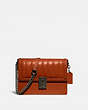 COACH®,HUTTON SHOULDER BAG WITH QUILTING,Smooth Leather/Pebble Leather,Small,Pewter/Clay,Front View