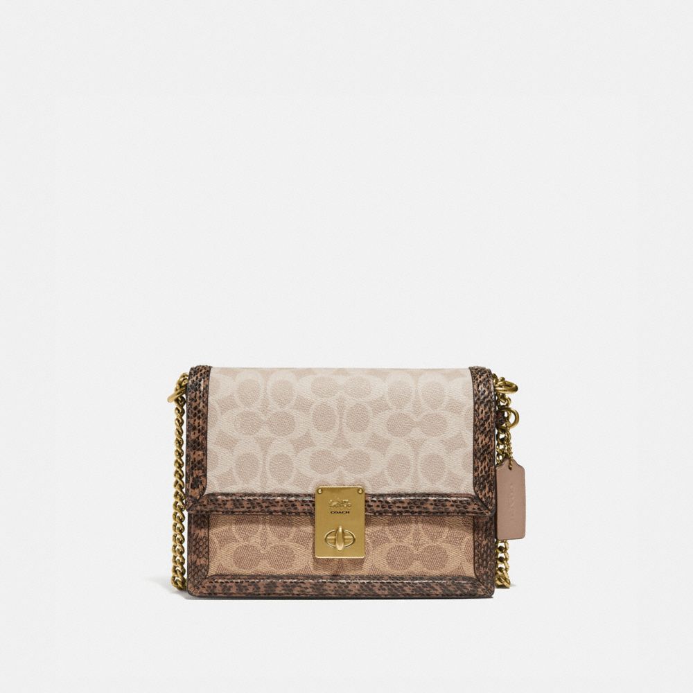 COACH Hutton Shoulder Bag In Blocked Signature Canvas With Snakeskin Detail