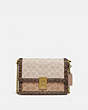 Hutton Shoulder Bag In Blocked Signature Canvas With Snakeskin Detail