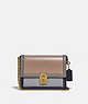COACH®,HUTTON SHOULDER BAG IN COLORBLOCK,Smooth Leather,Small,Brass/Taupe Granite Multi,Front View