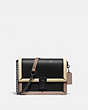 COACH®,HUTTON SHOULDER BAG IN COLORBLOCK,Smooth Leather,Small,Pewter/Black Multi,Front View