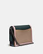 COACH®,HUTTON SHOULDER BAG IN COLORBLOCK,Smooth Leather,Small,Pewter/Pine Green Aurora Multi,Angle View