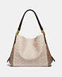COACH®,DALTON 31 IN BLOCKED SIGNATURE CANVAS WITH SNAKESKIN DETAIL,pvc,Medium,Brass/Tan Sand,Back View