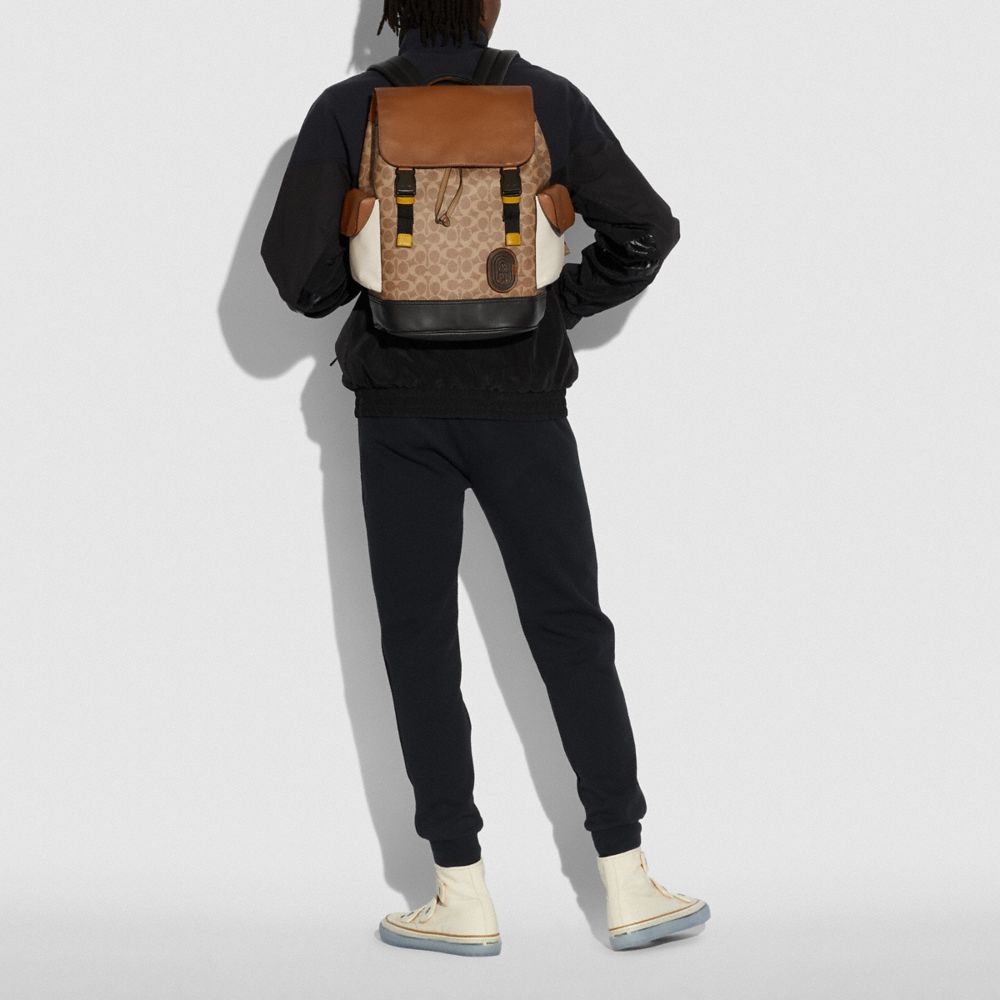 Rivington Backpack In Signature Canvas With Coach Patch COACH