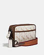 COACH®,ACADEMY CROSSBODY WITH HORSE AND CARRIAGE PRINT,pvc,Small,Black Copper/Chalk,Angle View