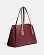 COACH®,LORA CARRYALL IN COLORBLOCK,Leather,Brass/Taupe Red Sand Multi,Angle View