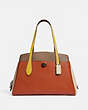 COACH®,LORA CARRYALL IN COLORBLOCK,Leather,Pewter/Ginger Multi,Front View