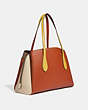 COACH®,LORA CARRYALL IN COLORBLOCK,Leather,Pewter/Ginger Multi,Angle View