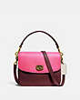 COACH®,CASSIE CROSSBODY 19 IN COLORBLOCK,Leather,Brass/Confetti Pink Multi,Front View