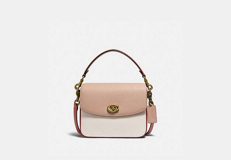 COACH®,CASSIE CROSSBODY 19 IN COLORBLOCK,Leather,Brass/Taupe Red Sand Multi,Front View