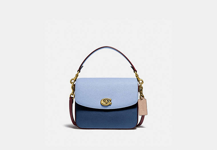COACH®,CASSIE CROSSBODY 19 IN COLORBLOCK,Leather,Brass/Twilight Blue Multi,Front View