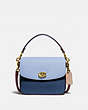 COACH®,CASSIE CROSSBODY 19 IN COLORBLOCK,Leather,Brass/Twilight Blue Multi,Front View