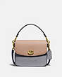 COACH®,CASSIE CROSSBODY 19 IN COLORBLOCK,Leather,Brass/Taupe Granite Multi,Front View