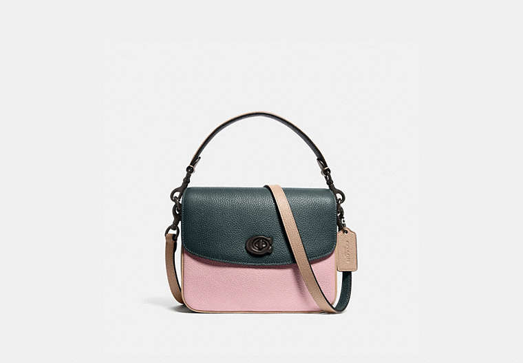 COACH®,CASSIE CROSSBODY 19 IN COLORBLOCK,Leather,Pewter/Pine Green Aurora Multi,Front View