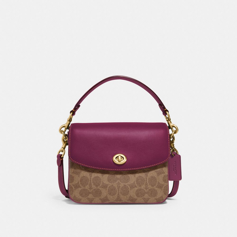 COACH®,Cassie Crossbody Bag 19 In Signature Canvas,Leather,Calf Hair,Crossbody,Color Block,Metal,Piping,Gold Metal,Day Party,,Front View