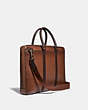 COACH®,METROPOLITAN SLIM BRIEF,Leather,Medium,Black Copper Finish/Saddle/Oak,Angle View
