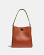 COACH®,CHARLIE BUCKET BAG IN COLORBLOCK,Pebble Leather,Pewter/Ginger Multi,Back View