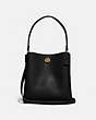 COACH®,CHARLIE BUCKET BAG 21,Pebble Leather,Medium,Brass/Black,Front View