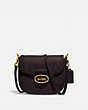 COACH®,KAT SADDLE BAG 20,Leather,Medium,Brass/Oak,Front View