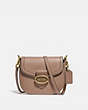 COACH®,KAT SADDLE BAG 20,Leather,Medium,Brass/Taupe,Front View