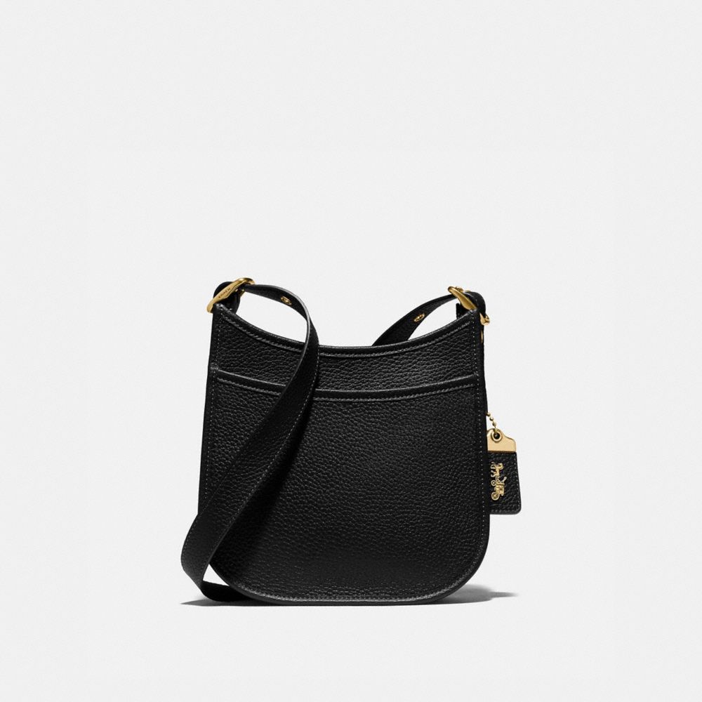 COACH®,EMERY CROSSBODY 21,Leather,Brass/Black,Front View image number 0
