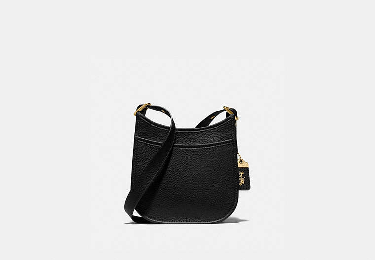 COACH®,EMERY CROSSBODY 21,Leather,Brass/Black,Front View