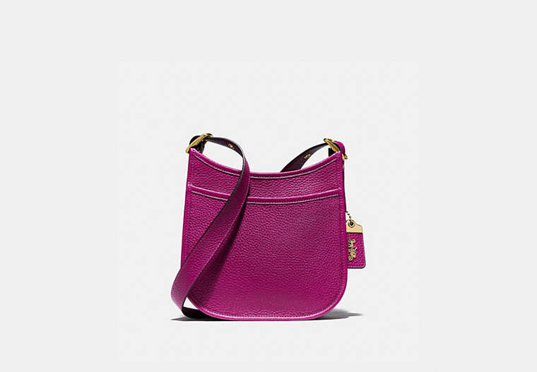 COACH®,EMERY CROSSBODY 21,Leather,Brass/Hibiscus,Front View