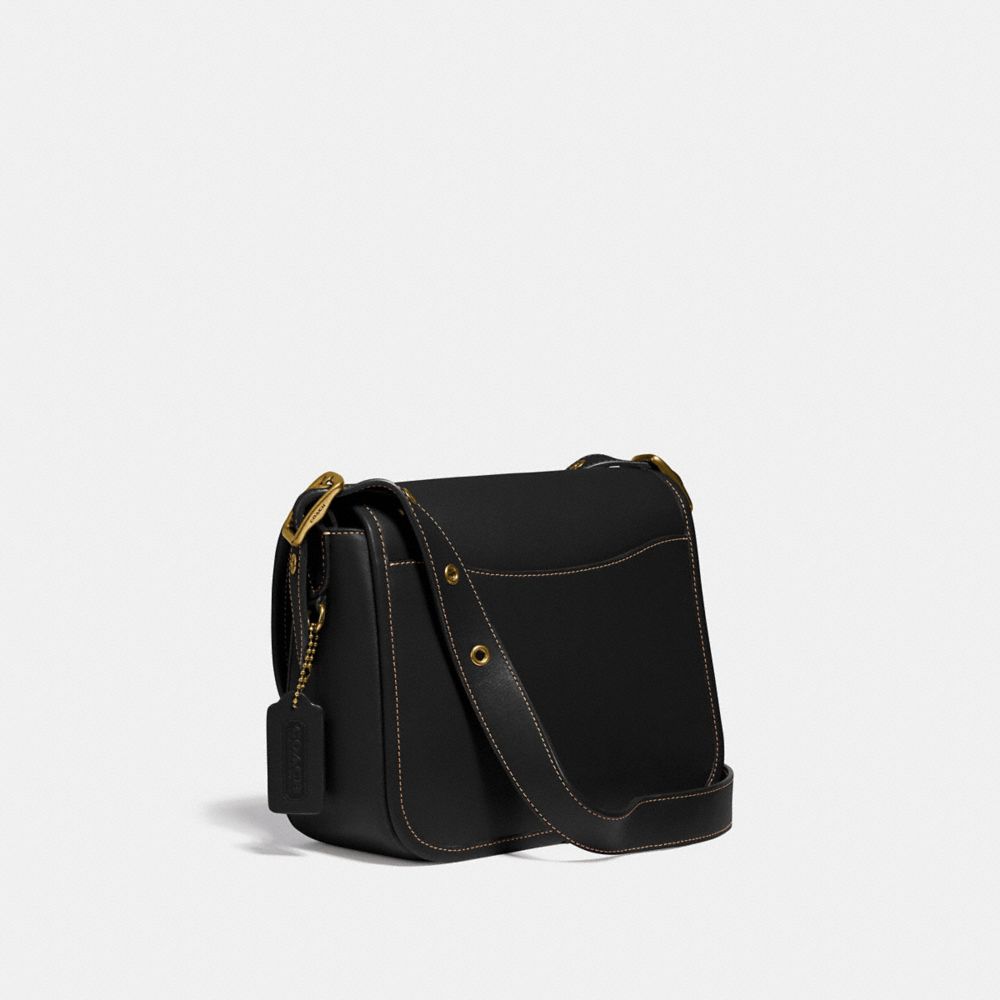 COACH®,RAMBLER CROSSBODY,Leather,Medium,Brass/Black,Angle View