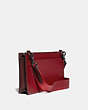 COACH®,RIVINGTON CONVERTIBLE POUCH IN COLORBLOCK,Leather,Small,Wine/Dark Cardinal,Angle View