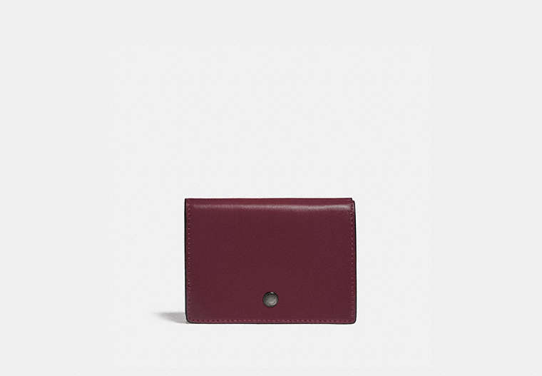 COACH®,ORIGAMI COIN WALLET IN COLORBLOCK,Leather,Dark Cardinal/Wine,Front View