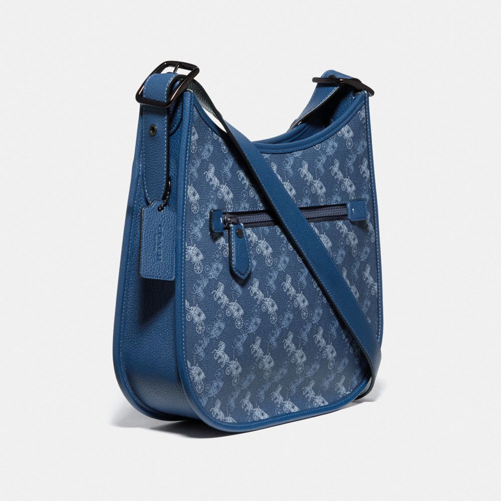 COACH®,EMERY CROSSBODY WITH HORSE AND CARRIAGE PRINT,pvc,Medium,Pewter/True Blue,Angle View