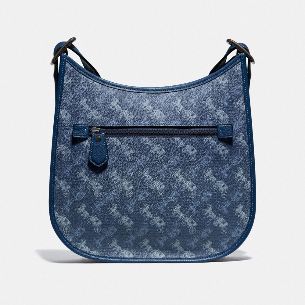 COACH®,EMERY CROSSBODY WITH HORSE AND CARRIAGE PRINT,pvc,Medium,Pewter/True Blue,Back View
