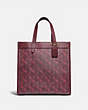 COACH®,FIELD TOTE WITH HORSE AND CARRIAGE PRINT,Coated Canvas,Medium,Brass/Oxblood Cranberry,Front View