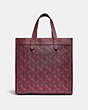 COACH®,FIELD TOTE WITH HORSE AND CARRIAGE PRINT,Coated Canvas,Medium,Brass/Oxblood Cranberry,Back View