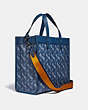 COACH®,FIELD TOTE WITH HORSE AND CARRIAGE PRINT,Coated Canvas,Medium,Pewter/True Blue,Angle View