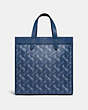 COACH®,FIELD TOTE WITH HORSE AND CARRIAGE PRINT,Coated Canvas,Medium,Pewter/True Blue,Back View