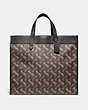 COACH®,FIELD TOTE 40 WITH HORSE AND CARRIAGE PRINT,Coated Canvas,X-Large,Pewter/Brown Black,Front View