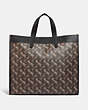 COACH®,FIELD TOTE BAG 40 WITH HORSE AND CARRIAGE PRINT,Coated Canvas,X-Large,Pewter/Brown Black,Back View