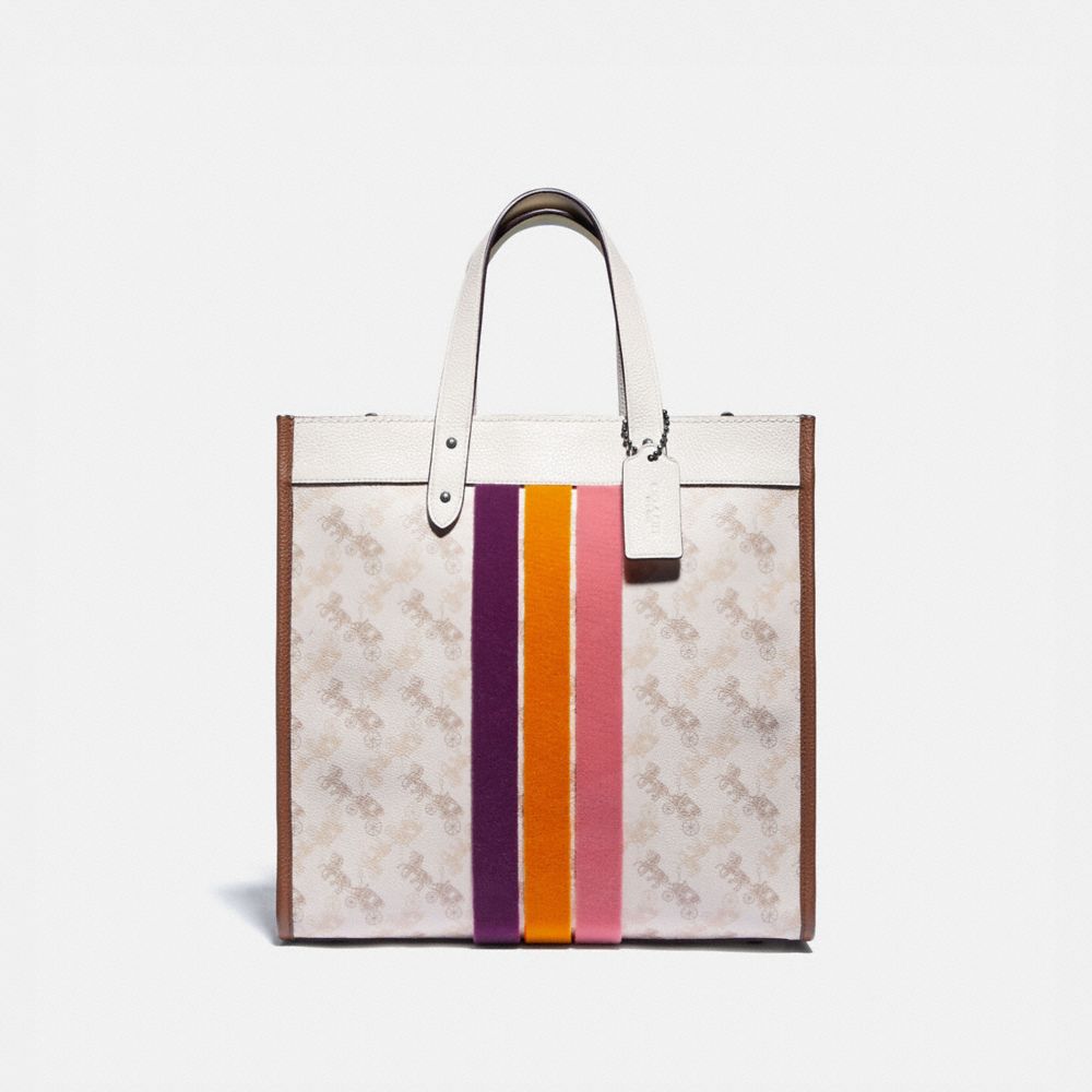 COACH® | Field Tote With Horse And Carriage Print And Varsity Stripe