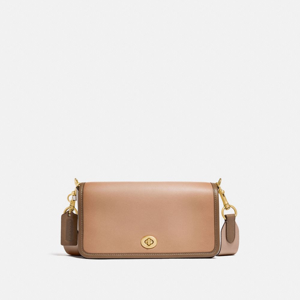 COACH®,DINKY IN COLORBLOCK,Leather,Small,Brass/Chalk Multi,Front View