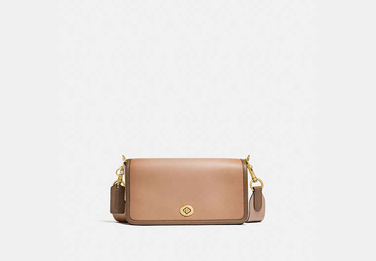 COACH®,DINKY IN COLORBLOCK,Leather,Small,Brass/Chalk Multi,Front View