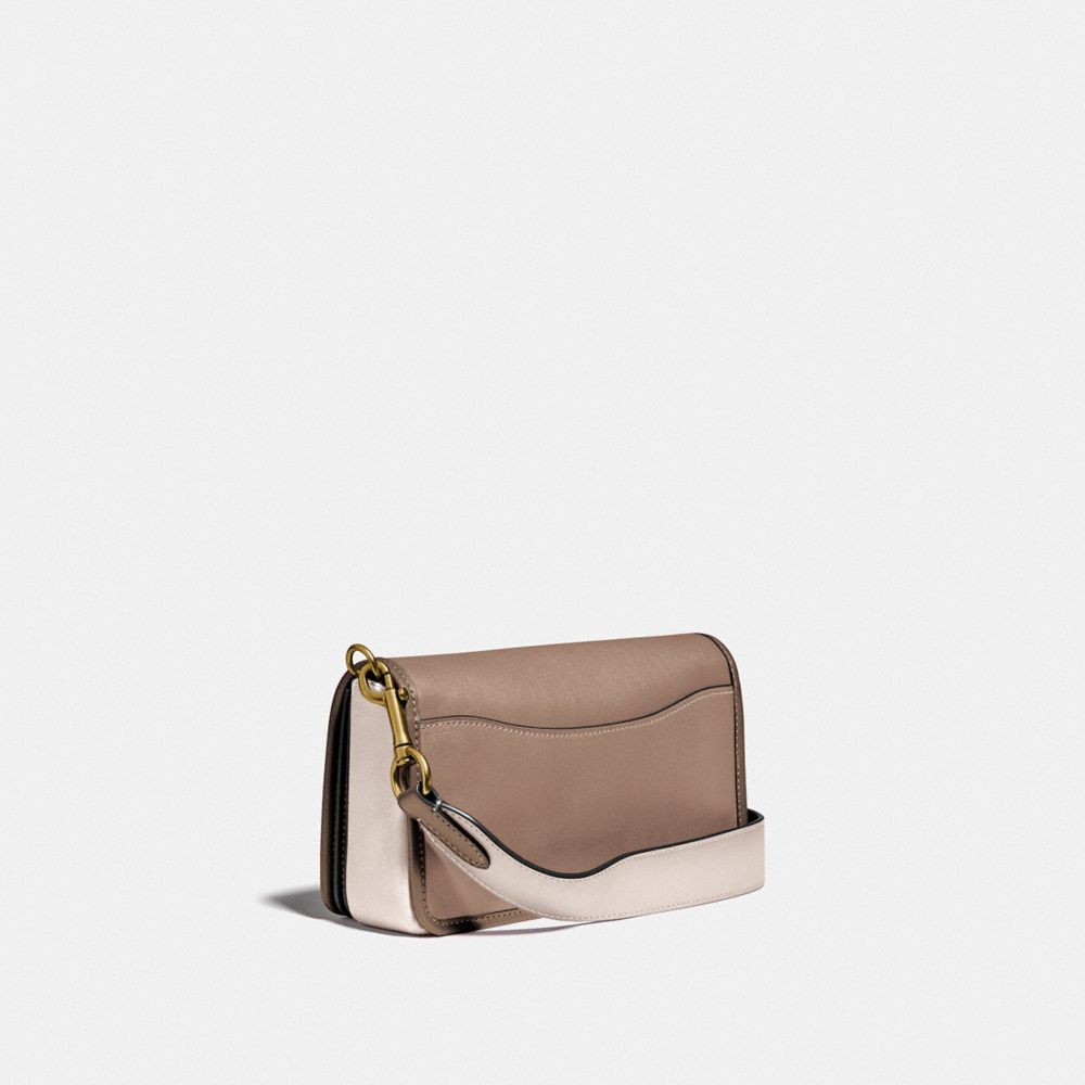 COACH®,DINKY IN COLORBLOCK,Leather,Small,Brass/Chalk Multi,Angle View
