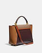 COACH®,COURIER CARRYALL IN COLORBLOCK,Leather,Large,Brass/Light Saddle Elm,Angle View