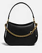 COACH®,SIGNATURE CHAIN HOBO,Leather,Large,Brass/Black,Front View