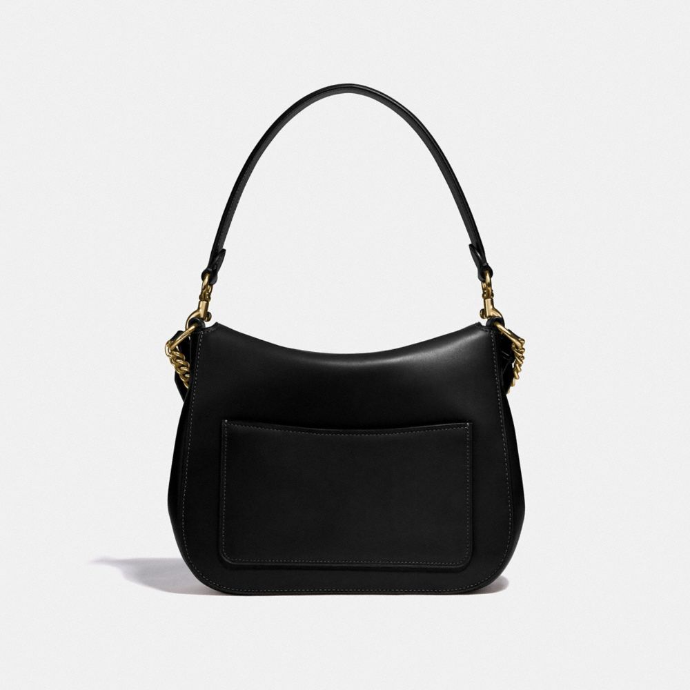 COACH®,SIGNATURE CHAIN HOBO,Leather,Large,Brass/Black,Back View