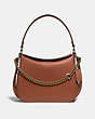 COACH®,SIGNATURE CHAIN HOBO,Leather,Large,Brass/1941 Saddle,Front View