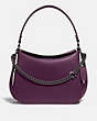 COACH®,SIGNATURE CHAIN HOBO,Leather,Large,Pewter/Boysenberry,Front View
